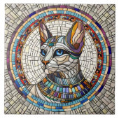 Ägyptische Katze - Mosaikkunst Fliese (Vorderseite)
