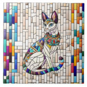 Ägyptische Katze - Mosaikkunst Fliese (Vorderseite)