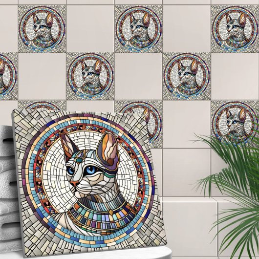 Ägyptische Katze - Mosaikkunst Fliese