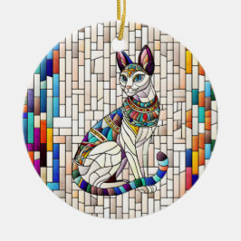 Ägyptische Katze - Mosaikkunst Keramik Ornament