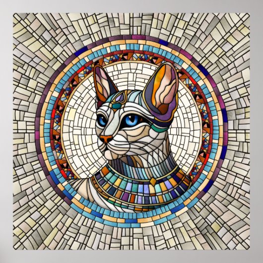 Ägyptische Katze - Mosaikkunst Poster (Vorne)