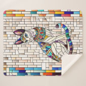 Ägyptische Katze - Mosaikkunst Sherpadecke (Vorderseite (Horizontal))