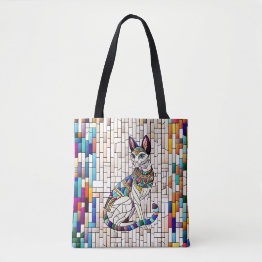 Ägyptische Katze - Mosaikkunst Tasche (Vorderseite)