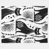 Ägyptische Katze - Schwarzweiß-Muster Fleecedecke (Vorderseite (Horizontal))