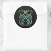 Ägyptische Katzen Gold und blaues Buntglas Runder Aufkleber (Tasche)