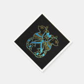 Ägyptische Katzen Gold und blaues Buntglas Serviette (Ecke)