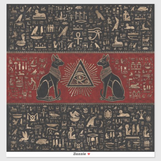 Ägyptische Katzen und Auge des Horus Aufkleber (Blatt)
