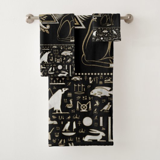 Ägyptische Katzen und Auge des Horus Badhandtuch Set (Insitu)