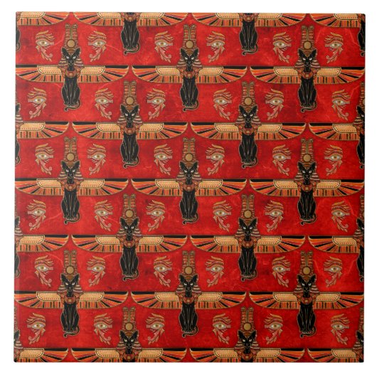 Ägyptische Katzen und Auge des Horus Fliese (Vorderseite)