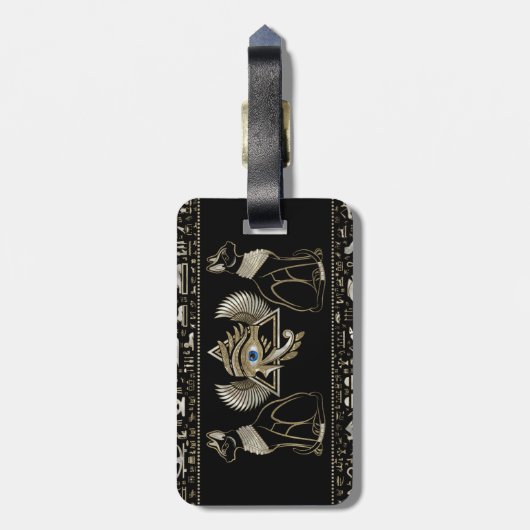 Ägyptische Katzen und Auge des Horus Gepäckanhänger (Rückseite vertikal)