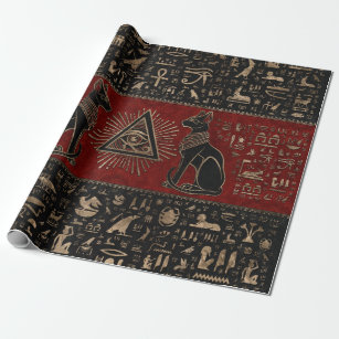 Ägyptische Katzen und Auge des Horus Geschenkpapier