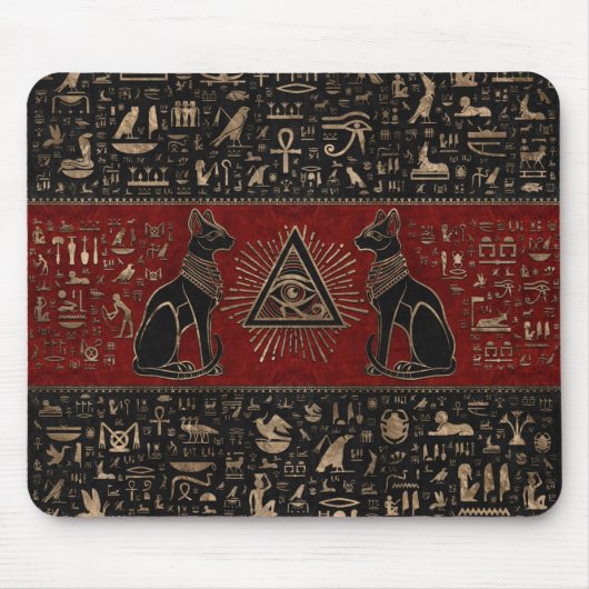 Ägyptische Katzen und Auge des Horus Mousepad (Vorne)