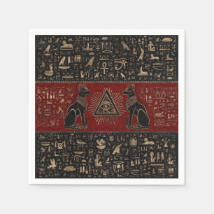 Ägyptische Katzen und Auge des Horus Serviette