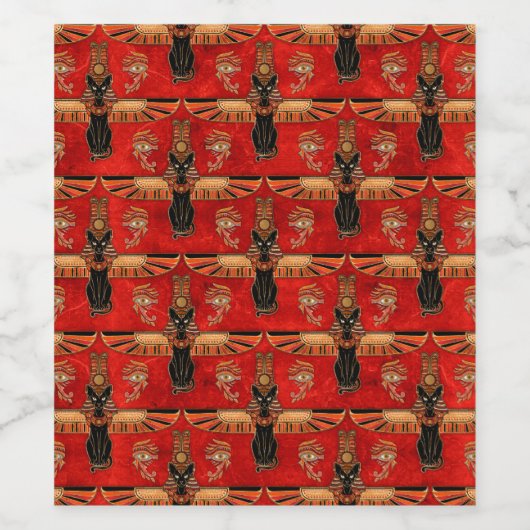 Ägyptische Katzen und Auge des Horus Weinetikett (Einzelnes Label)