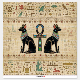 Ägyptische Katzen und Knöchelkreuz Aufkleber