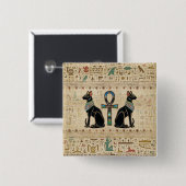 Ägyptische Katzen und Knöchelkreuz Button (Vorne & Hinten)