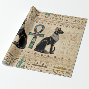 Ägyptische Katzen und Knöchelkreuz Geschenkpapier