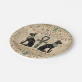 Ägyptische Katzen und Knöchelkreuz Pappteller (Schrägansicht)