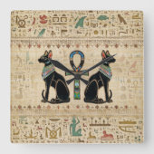Ägyptische Katzen und Knöchelkreuz Quadratische Wanduhr (Vorderseite)