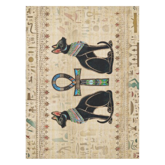 Ägyptische Katzen und Knöchelkreuz Tischdecke (Vorderseite)