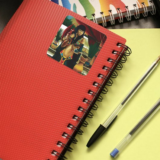 Ägyptische Königin Cat Dragon Quadratischer Aufkleber