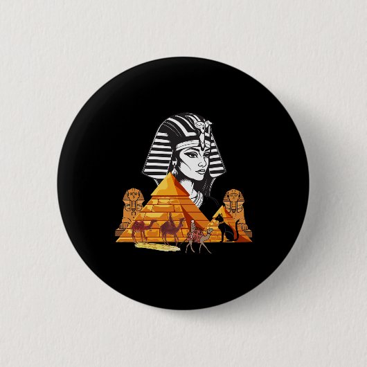 Ägyptische Königin Kleopatra Kopf Pyramid Ancient Button (Vorderseite)