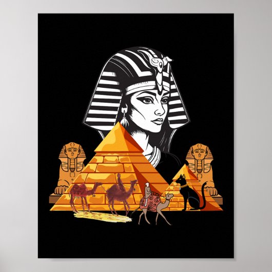Ägyptische Königin Kleopatra Kopf Pyramid Ancient  Poster (Vorne)