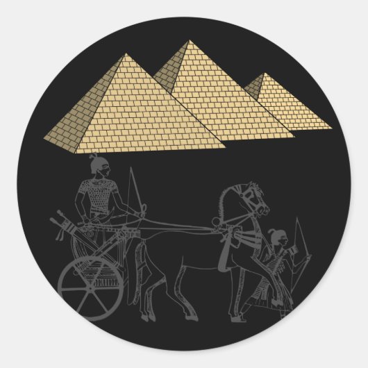 Ägyptische Krieger- und Gizeh-Pyramiden Runder Aufkleber (Vorderseite)