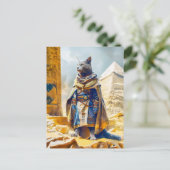 Ägyptische Kriegerkatze in Royal Armor Postkarte (Stehend Vorderseite)
