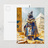 Ägyptische Kriegerkatze in Royal Armor Postkarte (Vorne/Hinten)
