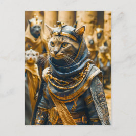 Ägyptische Kriegerkatze in Royal Armor Postkarte