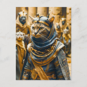 Ägyptische Kriegerkatze in Royal Armor Postkarte