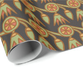 Ägyptische Lotus-Blume über schwarzes Umschlagpapi Geschenkpapier (Rolleneckpunkt)