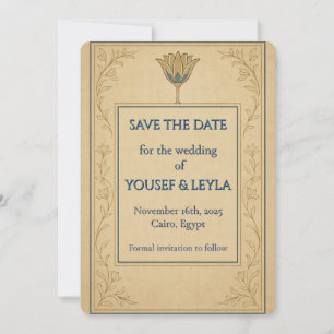Ägyptische Lotus-Gold-Save-the-Date-Karte Save The Date