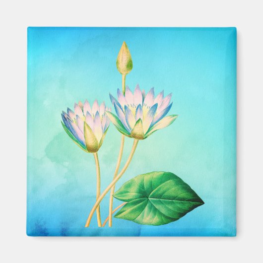 Ägyptische Lotus Vintage botanische Illustration Magnet (Vorne)