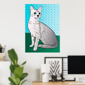 Ägyptische Mau-Katze - Aqua-Hintergrund Poster (Heimbüro)