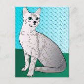 Ägyptische Mau-Katze - Aqua-Hintergrund Postkarte (Vorderseite)