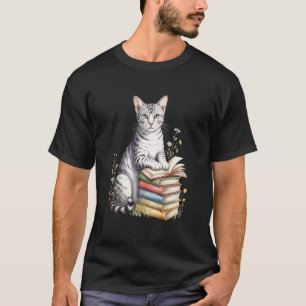 Ägyptische Mau-Katze Buchwurm Blumen Buch Lesen Bo T-Shirt