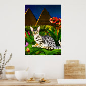 Ägyptische Mau-Katze in einem Mitternachtgarten Poster (Küche)