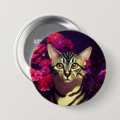 Ägyptische Mau-Katze in einem nächtlich blühenden Button (Vorne & Hinten)