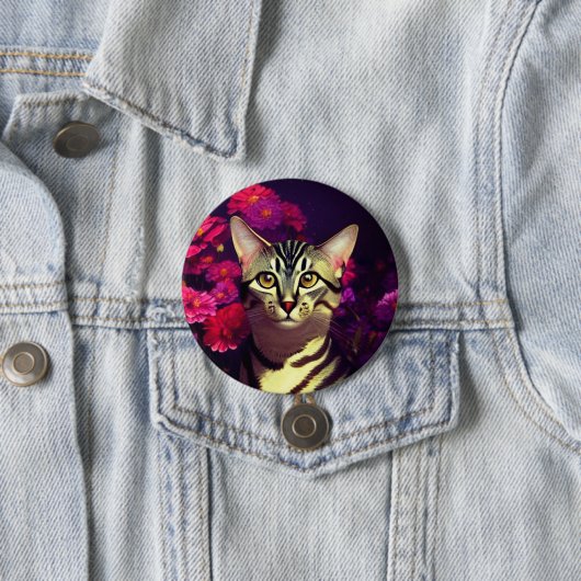 Ägyptische Mau-Katze in einem nächtlich blühenden Button (Beispiel)