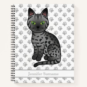 Ägyptische Mau-Niedlicher Cartoon-Katze rauchen un Notizblock