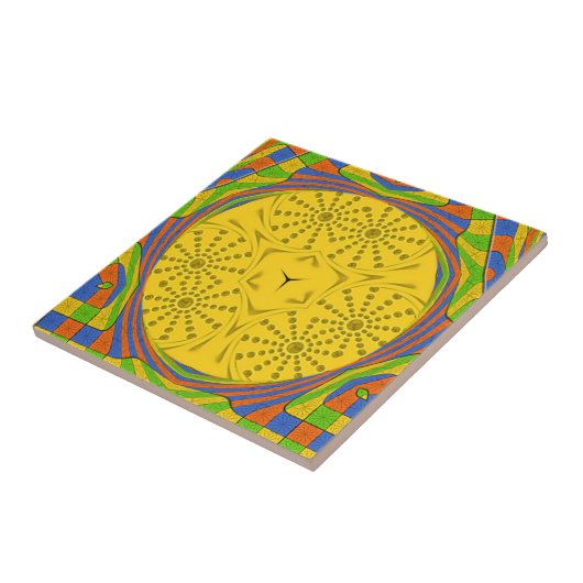 Ägyptische Motif Art Print Checkered Frame Design Fliese (Seite)