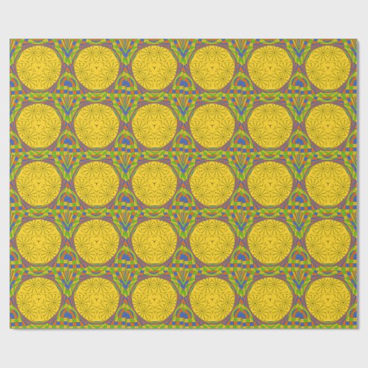 Ägyptische Motif Art Print Checkered Frame Design Geschenkpapier (Flach)