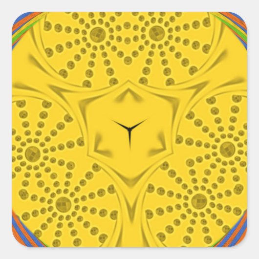 Ägyptische Motif Art Print Checkered Frame Design Quadratischer Aufkleber (Vorderseite)