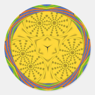 Ägyptische Motif Art Print Checkered Frame Design Runder Aufkleber