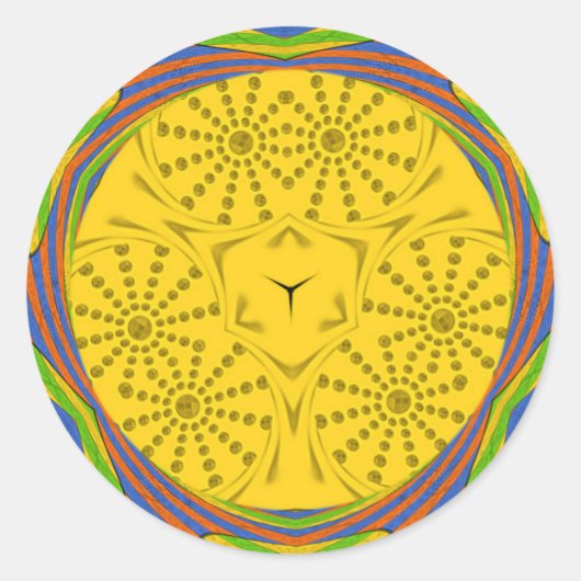 Ägyptische Motif Art Print Checkered Frame Design Runder Aufkleber (Vorderseite)