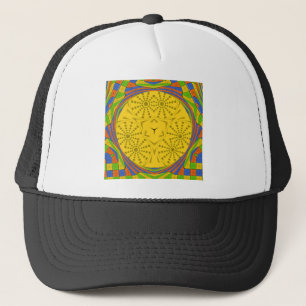 Ägyptische Motif Art Print Checkered Frame Design Truckerkappe