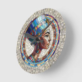 Ägyptische Nefertiti - Mosaikkunst Runde Wanduhr (Winkel)