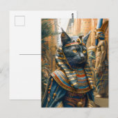 Ägyptische Pharao-Katze mit gestreifter Hitze Postkarte (Vorne/Hinten)